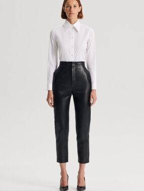 Scanlan Theodore Slim Cropped Leather High Waist Pants